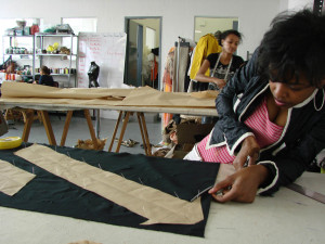 Sade working inside David's studio in South Africa. 