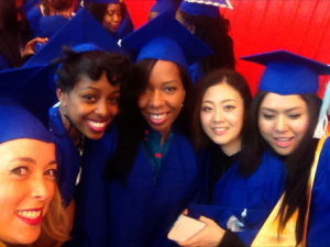 2013 FIT graduates, left to right, Camila Leta, Sade Solomon, Daphney Jules, Yeomin Chae and Crystal Dy